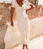 Robe Midi à Col V Froncée pour Femmes