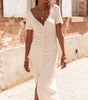 Robe Midi Plissée à Col V pour Femmes