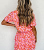 Robe à Col V avec Manches Courtes Volantes