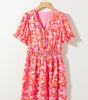 Robe à Col V avec Manches Courtes Volantes