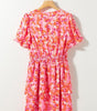 Robe à Col V avec Manches Courtes Volantes