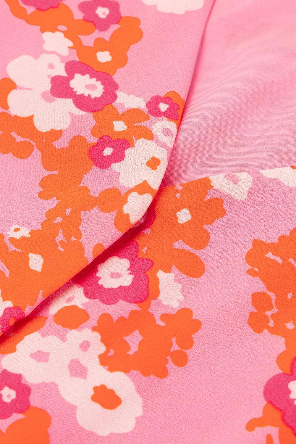 Robe à Col V avec Manches Courtes Volantes