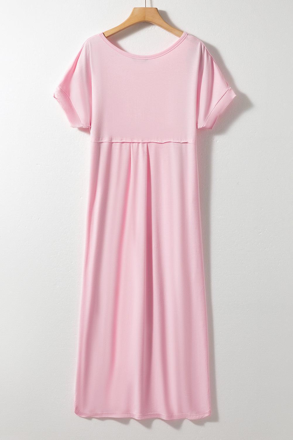 Robe Maxi à Col V avec Fente Latérale et Poche