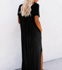 Robe Maxi à Col V avec Fente Latérale et Poche