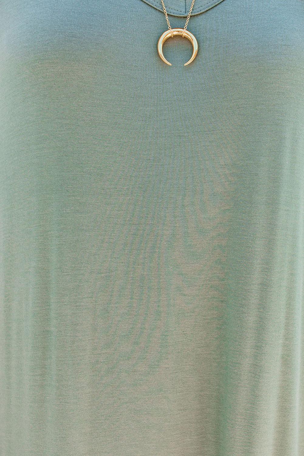 Robe Maxi T-Shirt à Col V avec Fente et Poche