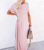 Robe Maxi à Col V avec Fente Latérale et Poche