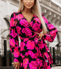 Robe Portefeuille Décolleté en V et Manches Bouffantes pour Femmes