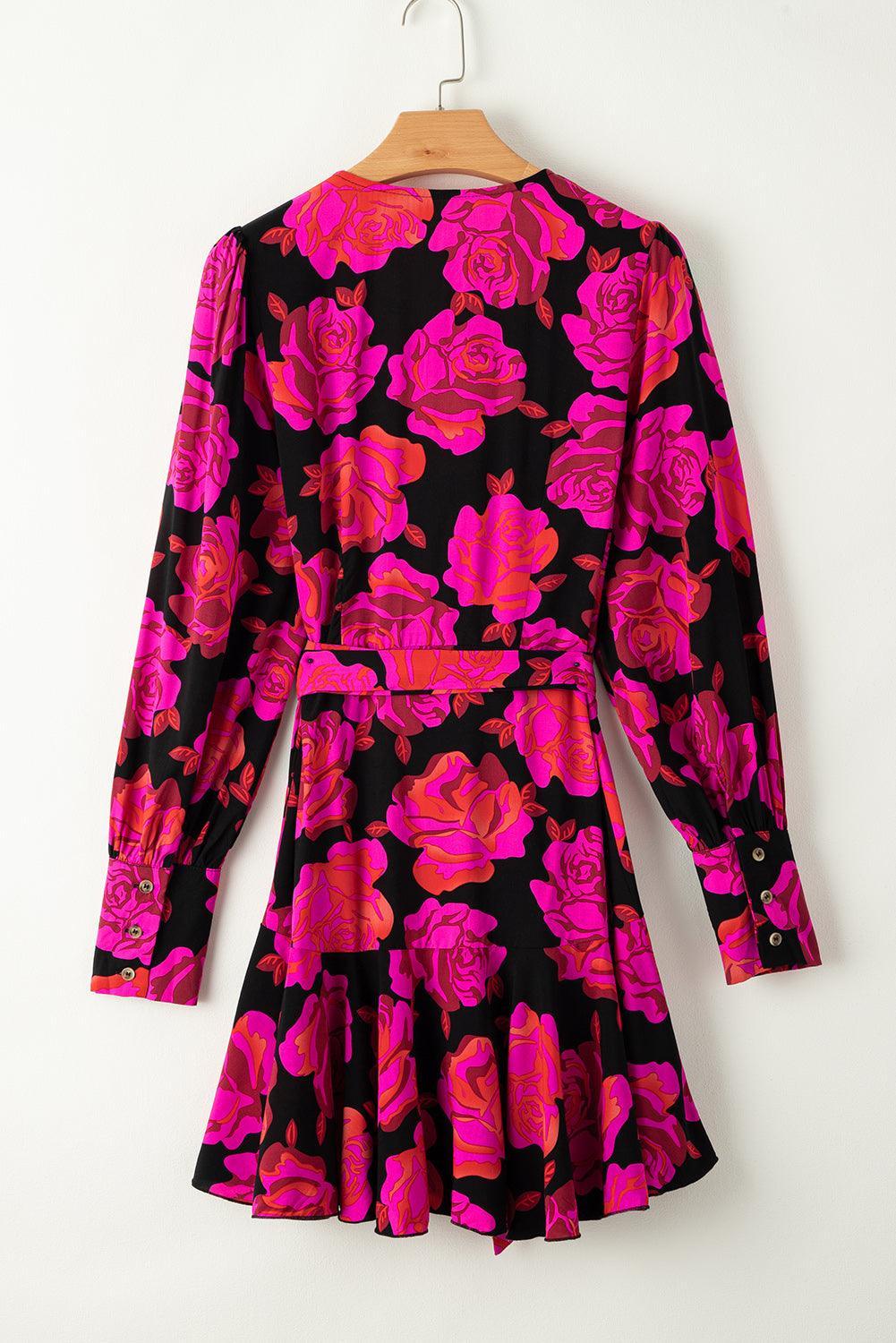 Robe Portefeuille Décolleté en V et Manches Bouffantes pour Femmes