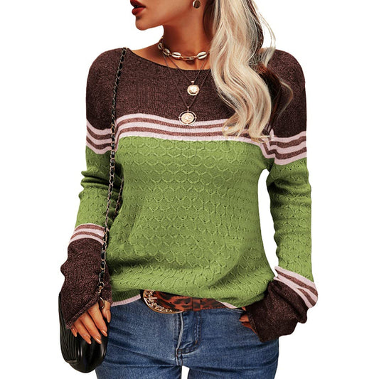 Pull Ajusté Élégant Rayé pour Femmes