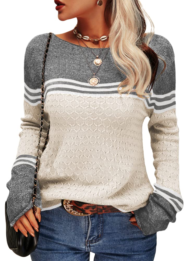 Pull Ajusté Élégant Rayé pour Femmes