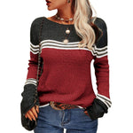 Pull Ajusté Élégant Rayé pour Femmes