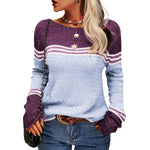 Pull Ajusté Élégant Rayé pour Femmes