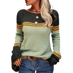 Pull Ajusté Élégant Rayé pour Femmes
