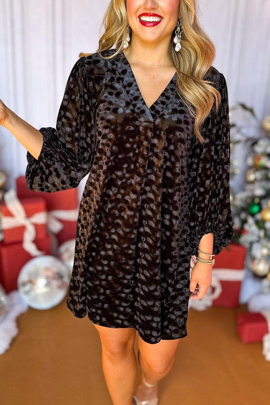 Robe Mini en Velours Décolleté en V pour Femmes