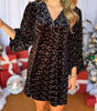 Robe Mini en Velours à Décolleté en V pour Femmes