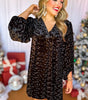 Robe Mini en Velours à Décolleté en V pour Femmes