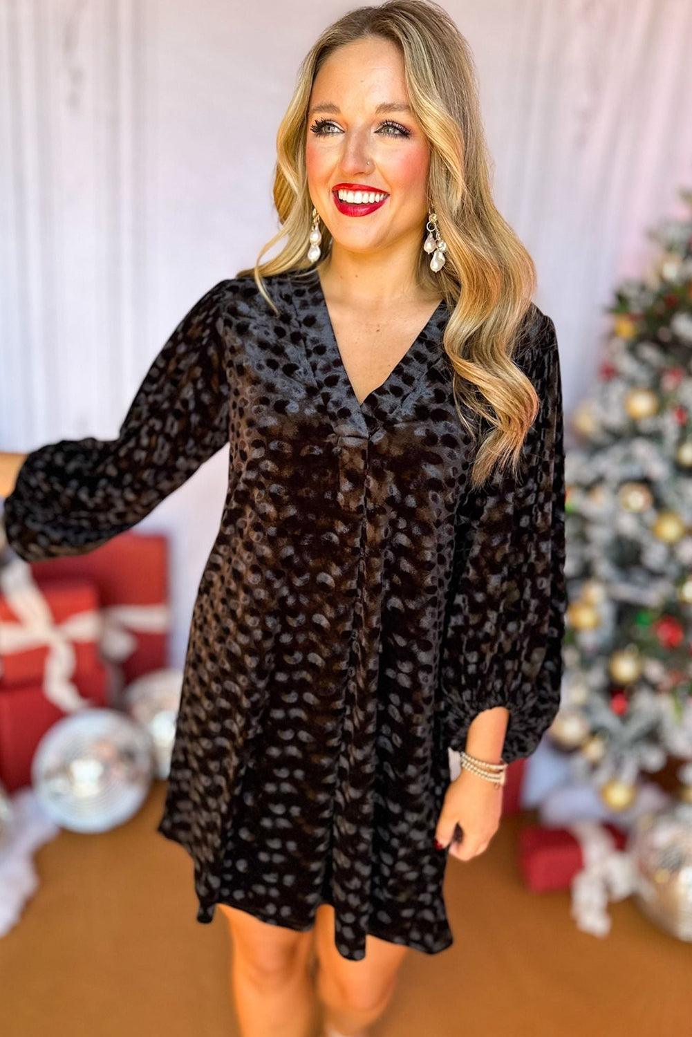 Robe Mini en Velours à Décolleté en V pour Femmes