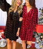 Robe Mini en Velours Décolleté en V pour Femmes