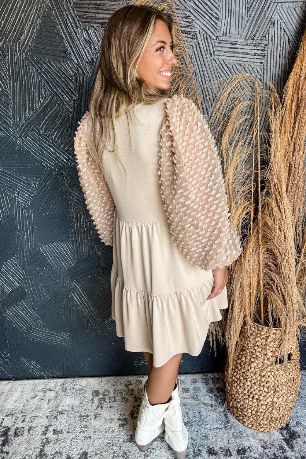 Robe A-ligne à Manches Bouffantes pour Femmes