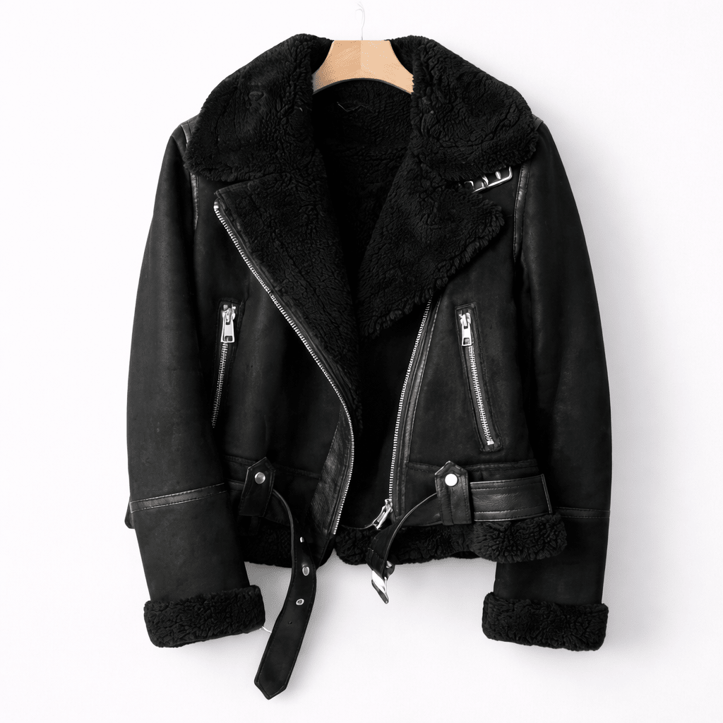 Veste Aviateur en Daim Coupe Ample avec Ceinture pour Femme - Emilia Lane