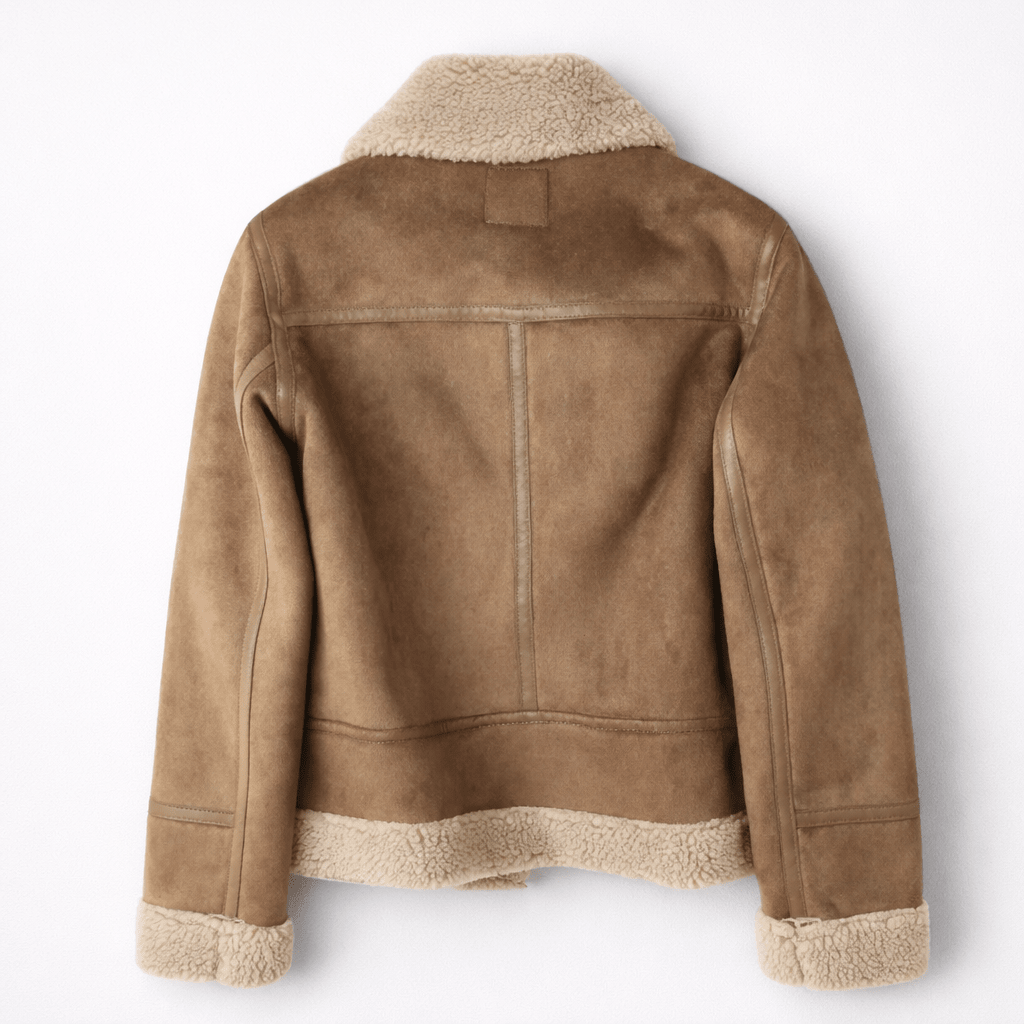 Veste Aviateur en Daim Coupe Ample avec Ceinture pour Femme - Emilia Lane