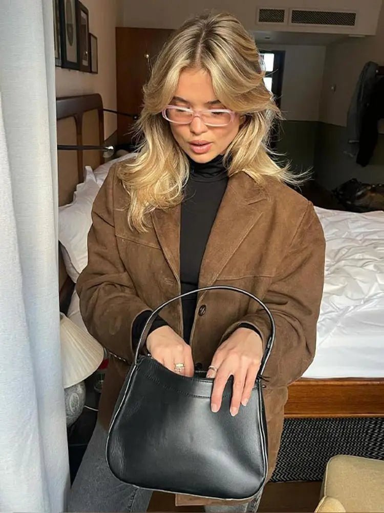 Veste Blazer Oversize en Suédine pour Femme - Emilia Lane