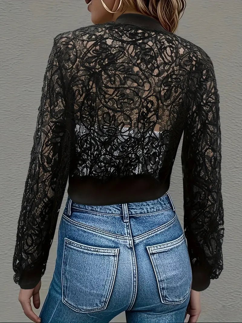 Veste bomber courte en dentelle pour Femmes - Emilia Lane
