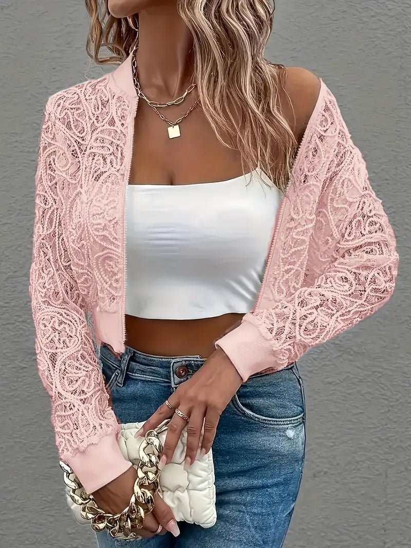 Veste bomber courte en dentelle pour Femmes - Emilia Lane