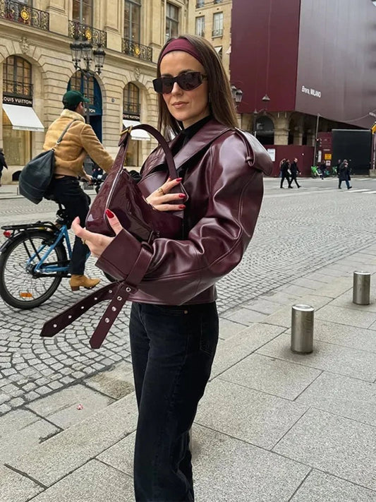 Veste courte en cuir synthétique pour Femme - Emilia Lane