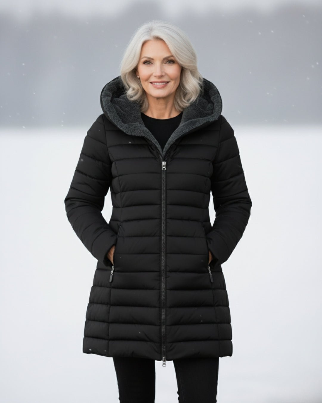 Veste d'hiver matelassée avec capuche pour femmes - Emilia Lane