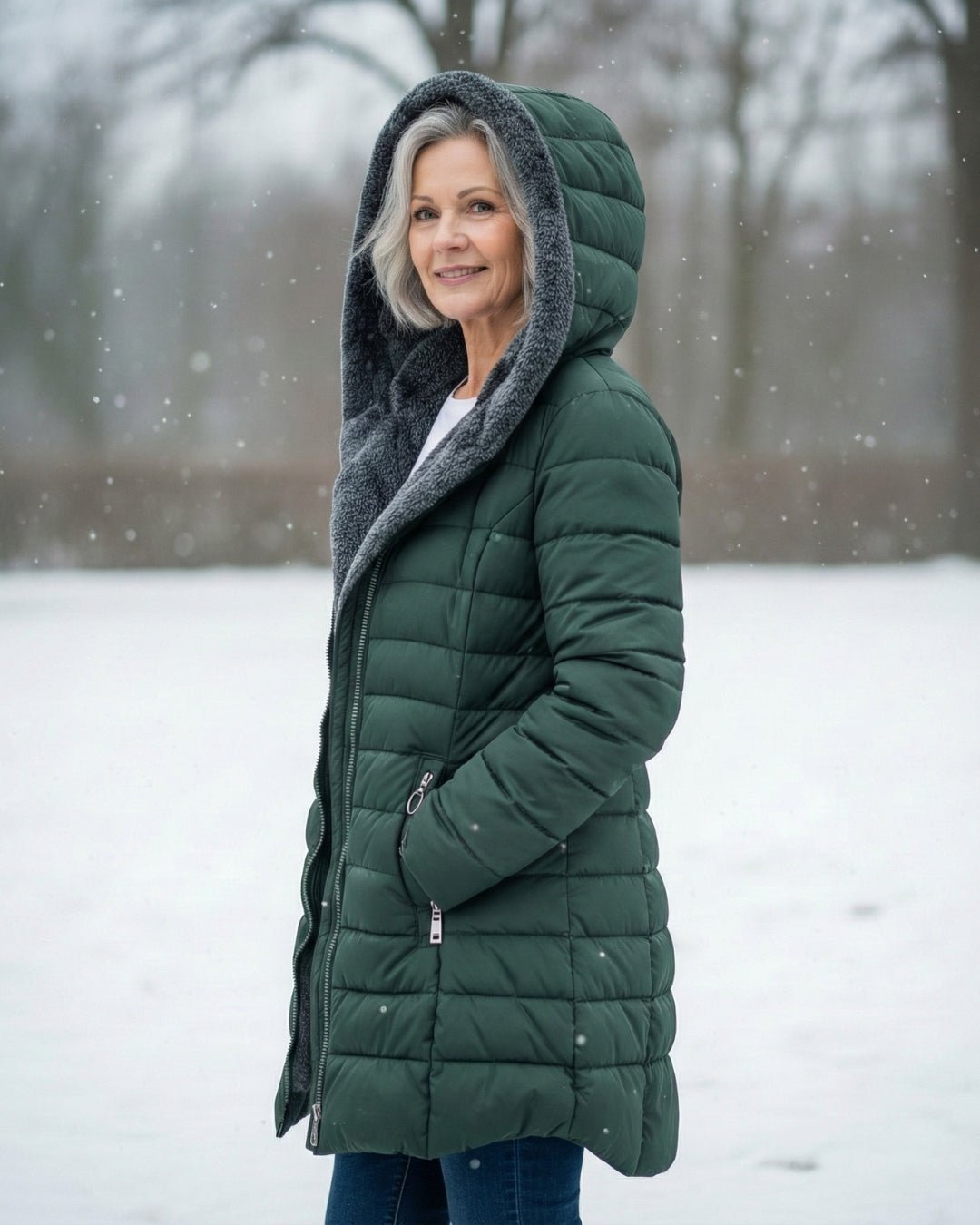 Veste d'hiver matelassée avec capuche pour femmes - Emilia Lane