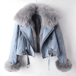 Veste en Denim Doublée de Fausse Fourrure pour Femme - Emilia Lane