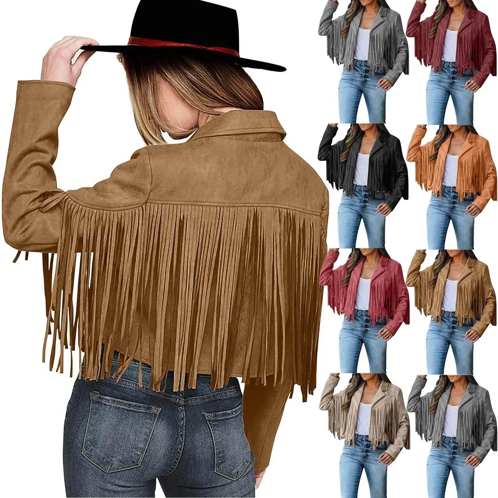 Veste en Suède avec Franges pour Femmes - Emilia Lane