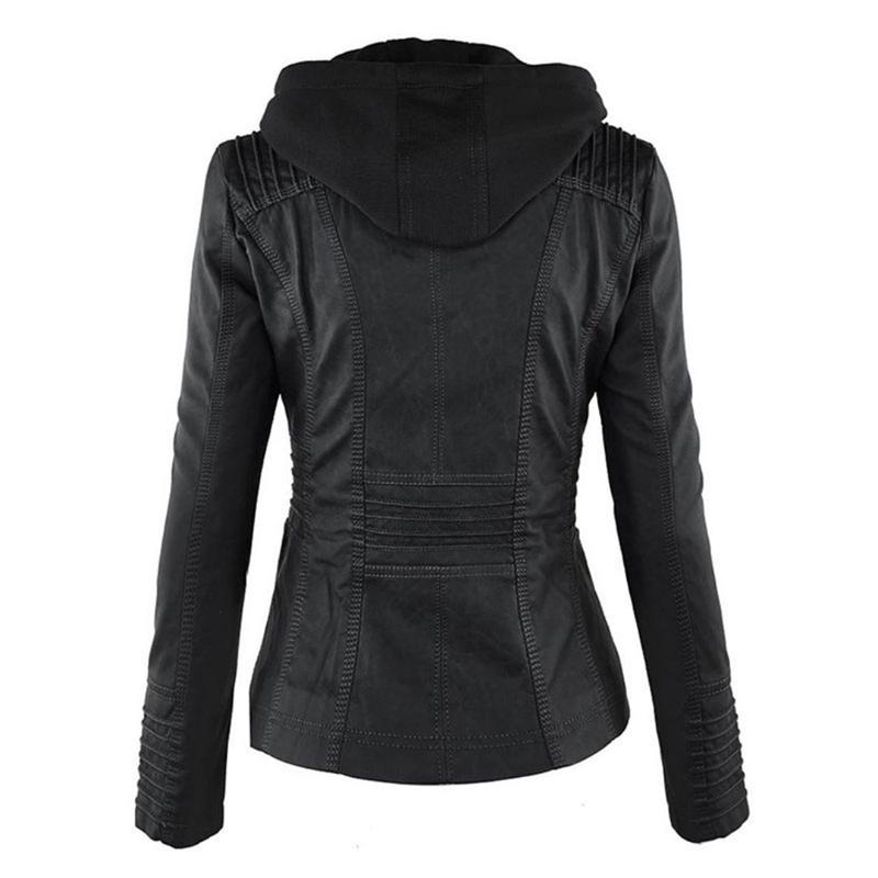 Veste Motard à Capuche en Simili Cuir pour Femme - Emilia Lane