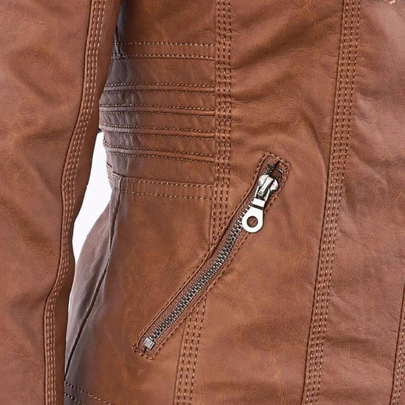 Veste Motard à Capuche en Simili Cuir pour Femme - Emilia Lane