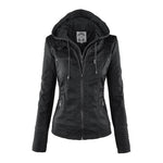 Veste Motard à Capuche en Simili Cuir pour Femme - Emilia Lane