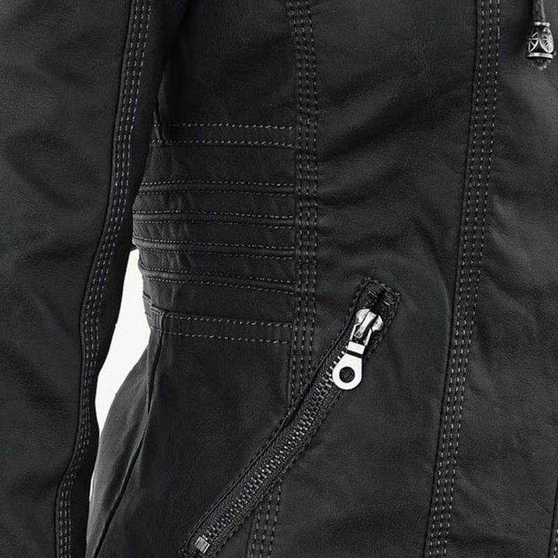 Veste Motard à Capuche en Simili Cuir pour Femme - Emilia Lane