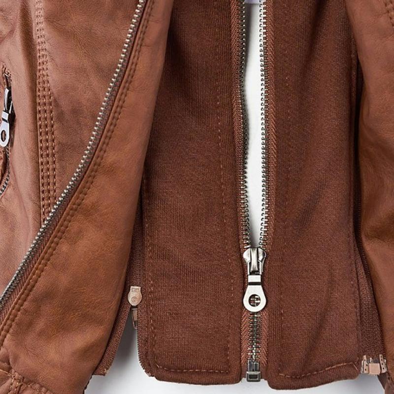 Veste Motard à Capuche en Simili Cuir pour Femme - Emilia Lane