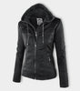 Veste Motard à Capuche en Simili Cuir pour Femme - Emilia Lane
