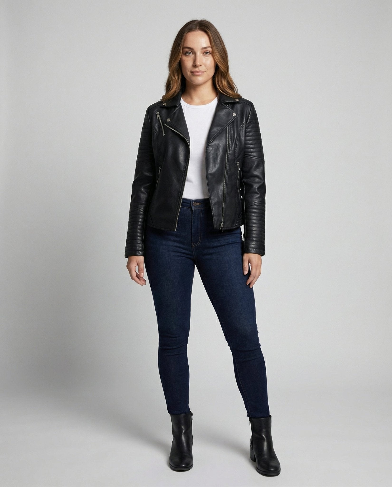 Veste Motard Perfecto Asymétrique en Simili Cuir pour Femme - Emilia Lane