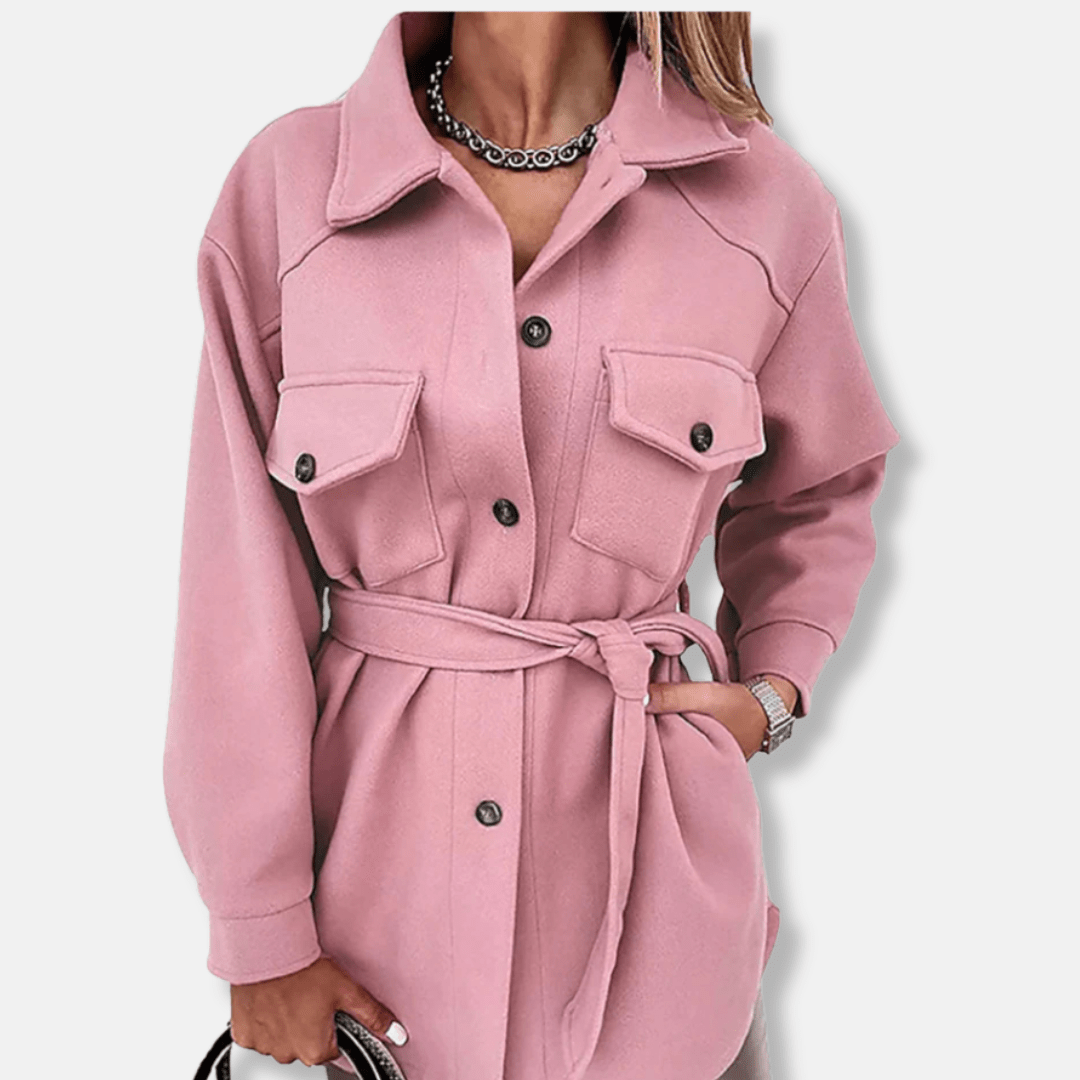 Veste Surchemise Longue en Laine Pour Femmes - Emilia Lane