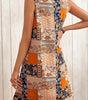 Robe Mini Évasée Patchwork Fleurs pour Femmes
