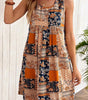 Robe Mini Évasée Patchwork Fleurs pour Femmes