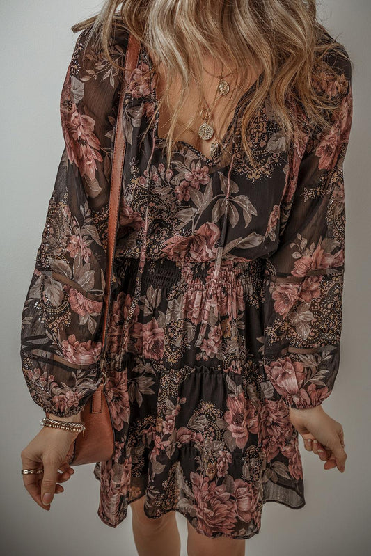 Robe Vintage à Imprimé Floral pour Femmes