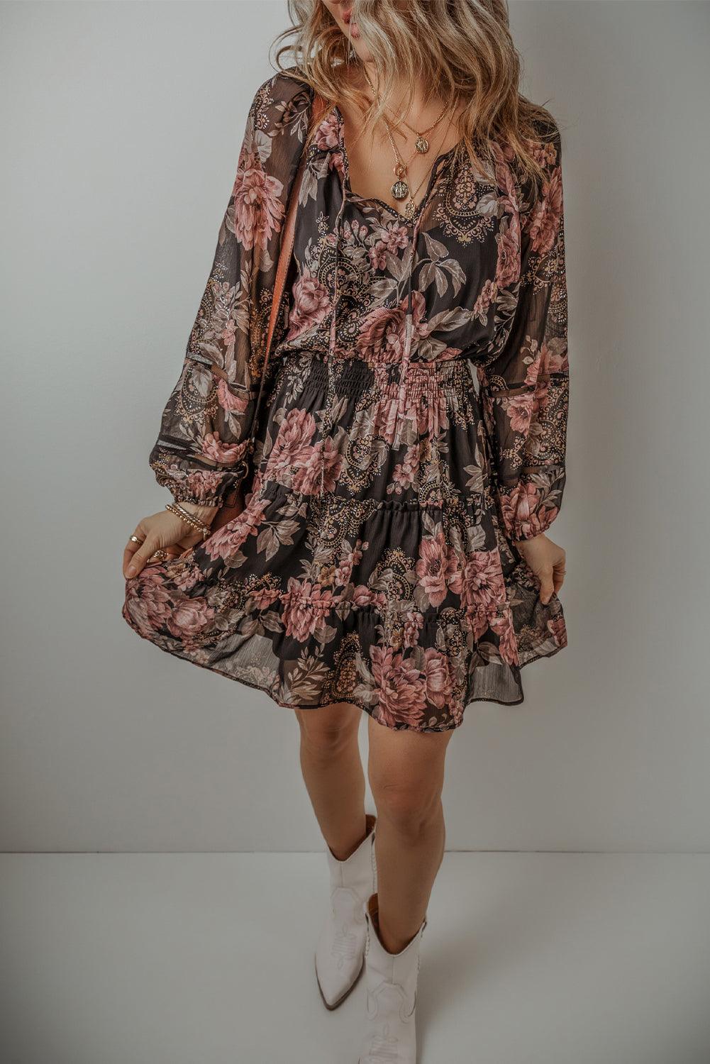 Robe Vintage à Imprimé Floral pour Femmes