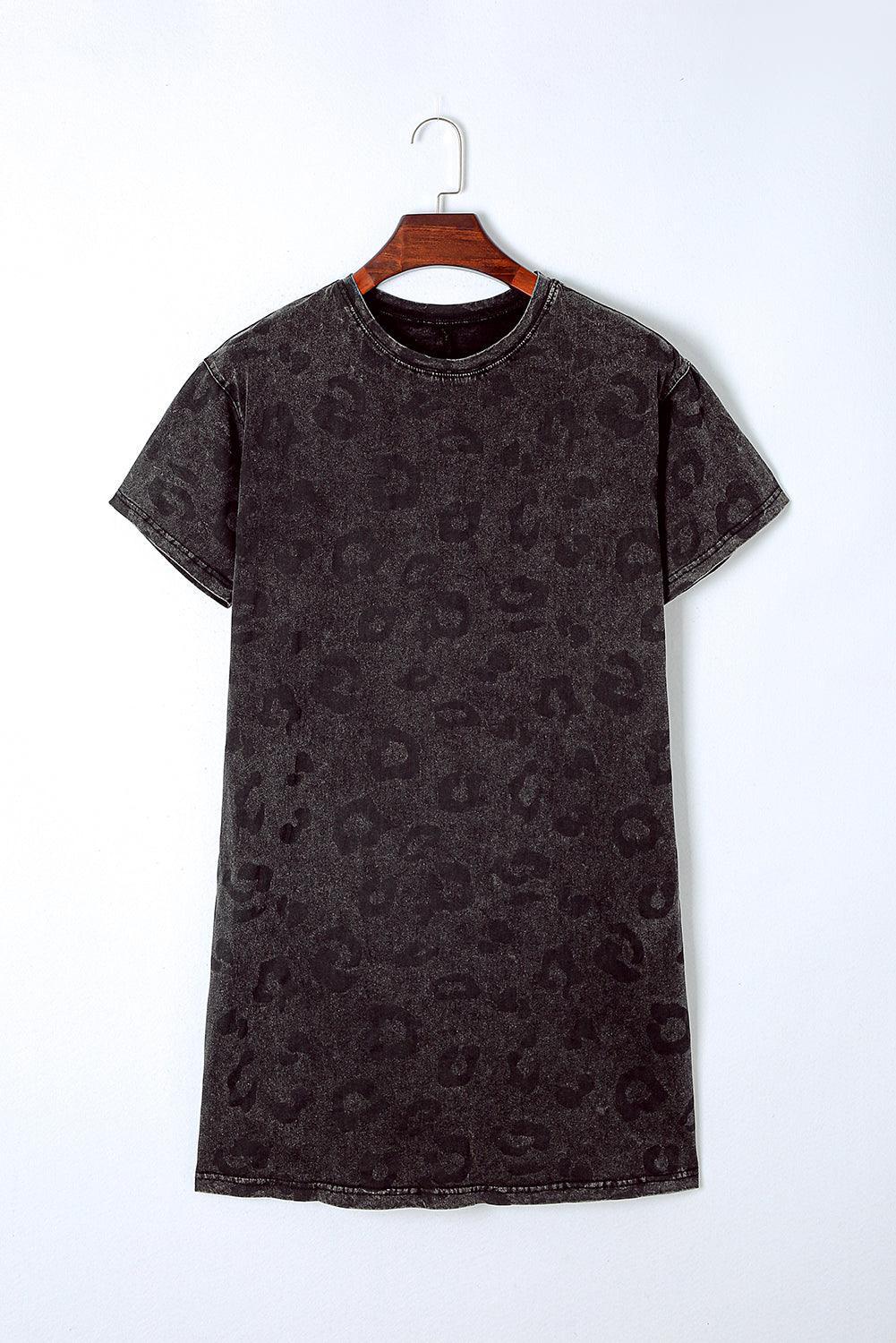 Robe T-Shirt Vintage Imprimé Léopard pour Femmes