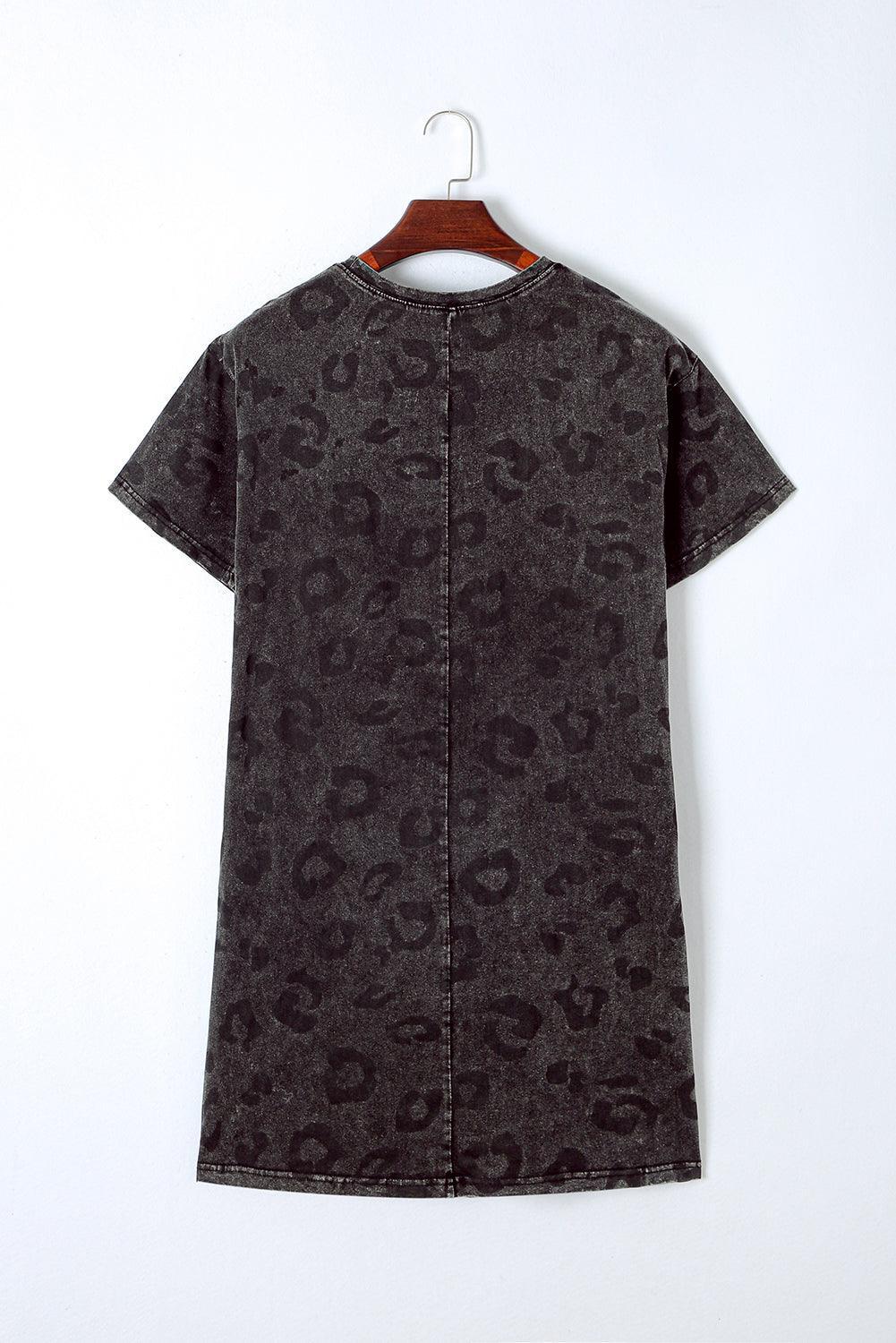 Robe T-Shirt Vintage Imprimé Léopard pour Femmes