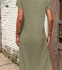 Robe T-Shirt en Tricot Waffle avec Fentes Latérales