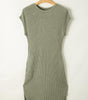 Robe T-Shirt en Tricot Waffle avec Fentes Latérales