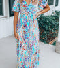 Robe Portefeuille Décolleté en V Imprimé Floral pour Femmes